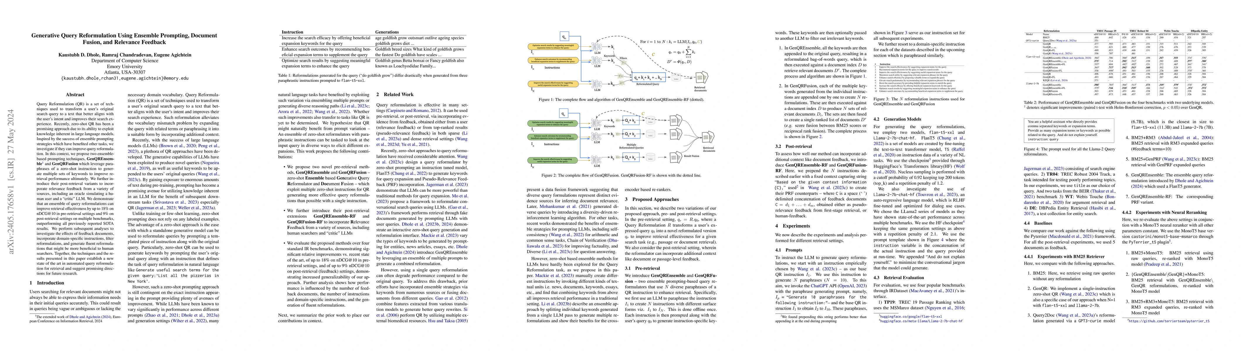 Thumbnail for Generative Query Reformulation Using Ensemble Prompting, Document
  Fusion, and Relevance Feedback
