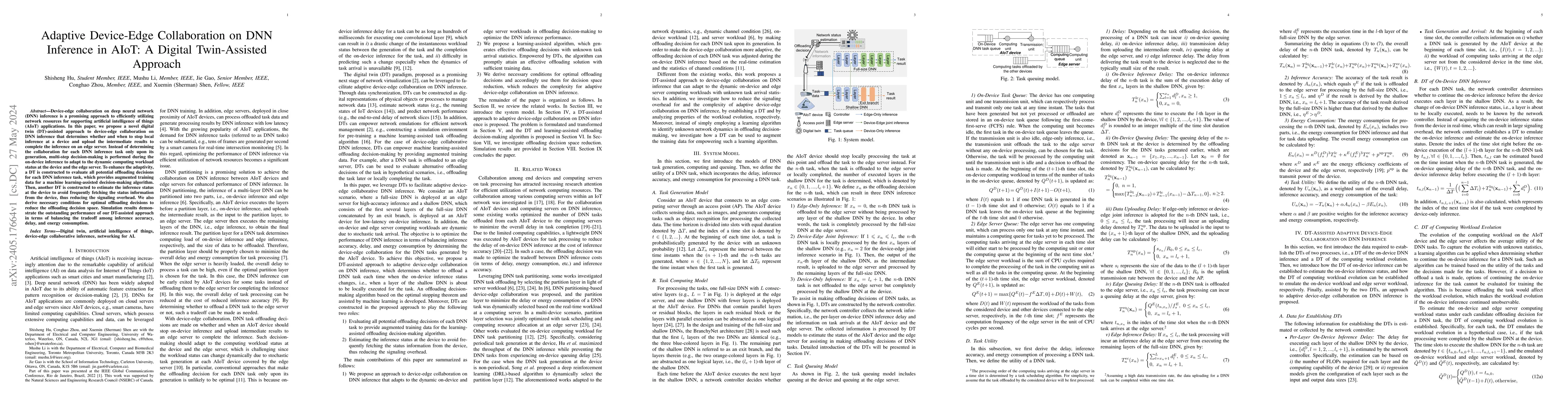 Thumbnail for Adaptive Device-Edge Collaboration on DNN Inference in AIoT: A Digital
  Twin-Assisted Approach