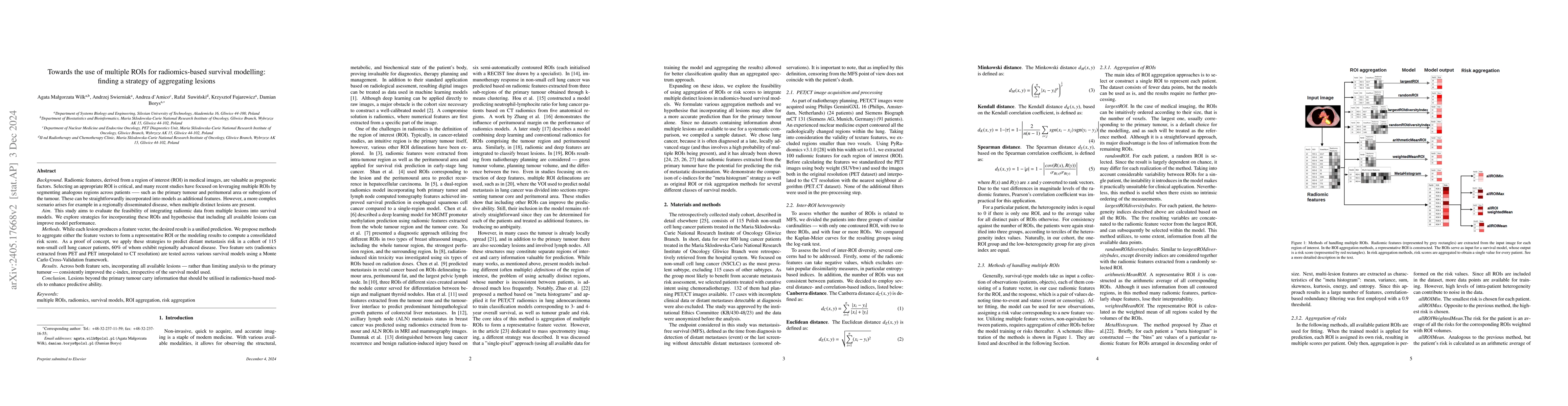 Thumbnail for Towards the use of multiple ROIs for radiomics-based survival modelling:
  finding a strategy of aggregating lesions