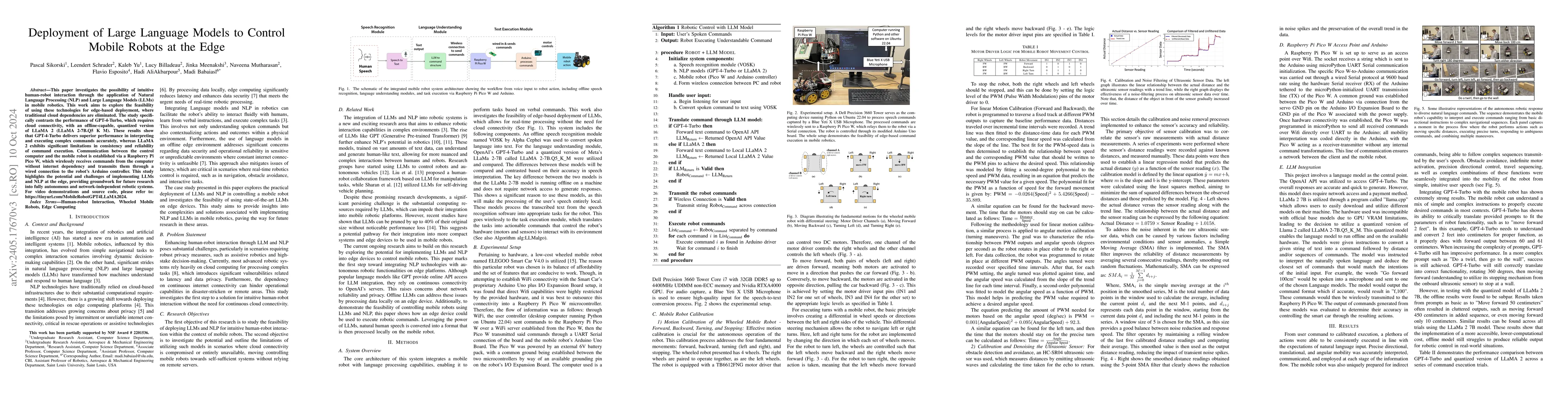 Thumbnail for Deployment of NLP and LLM Techniques to Control Mobile Robots at the
  Edge: A Case Study Using GPT-4-Turbo and LLaMA 2