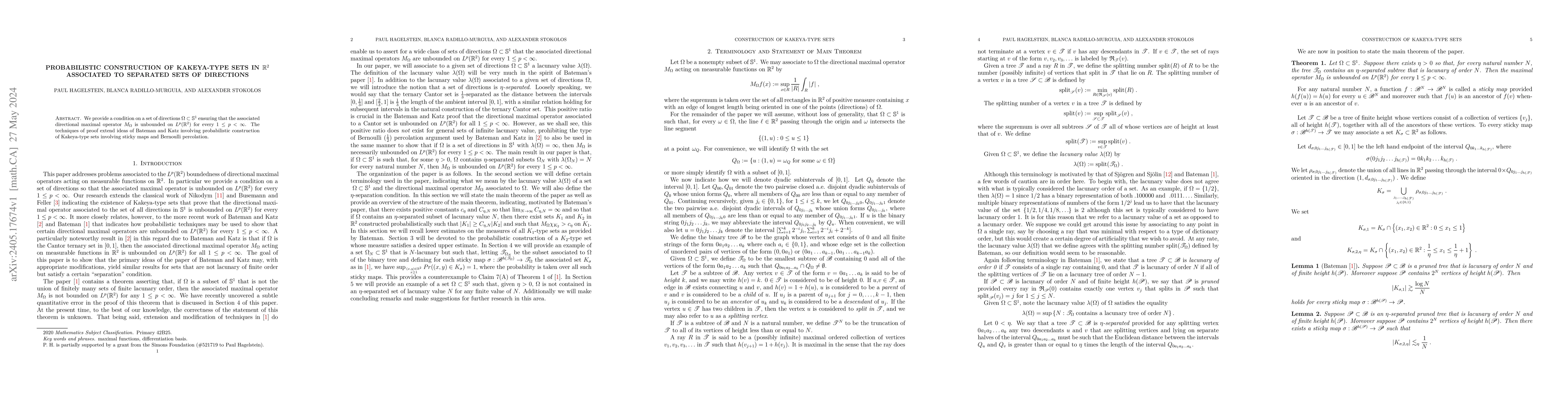 Thumbnail for Probabilistic Construction of Kakeya-Type Sets in $\mathbb{R}^2$
  associated to separated sets of directions