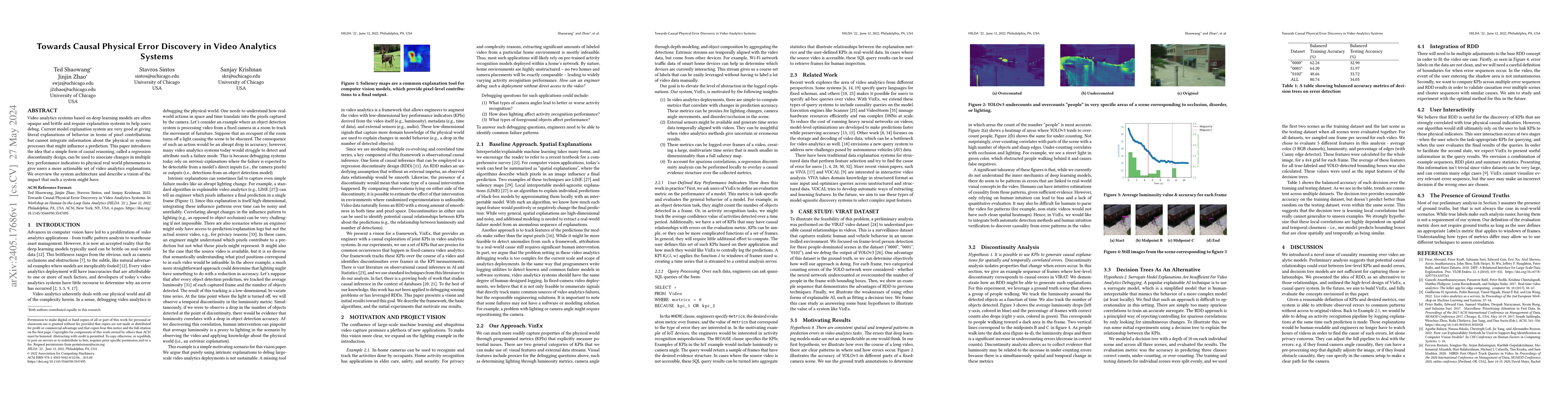 Thumbnail for Towards Causal Physical Error Discovery in Video Analytics Systems
