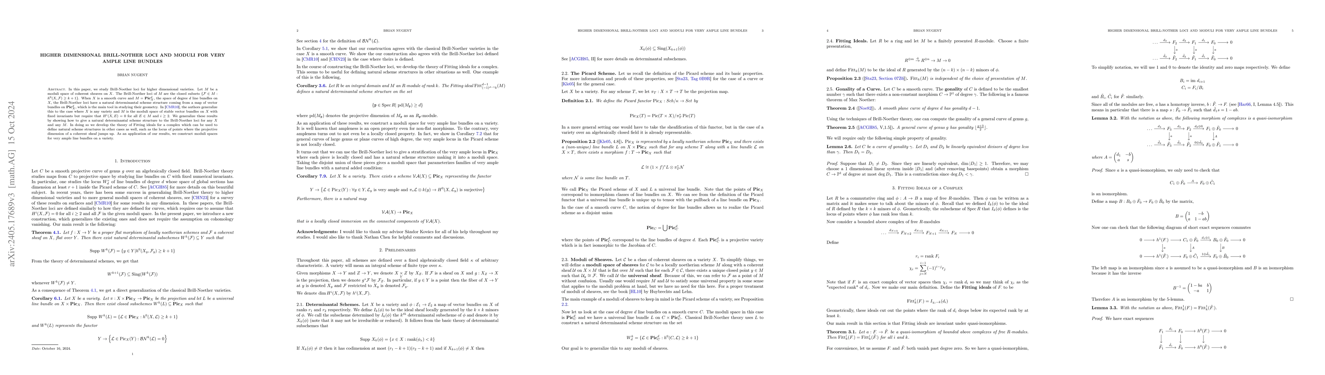Thumbnail for Higher Dimensional Brill-Noether Loci and Moduli for Very Ample Line
  Bundles