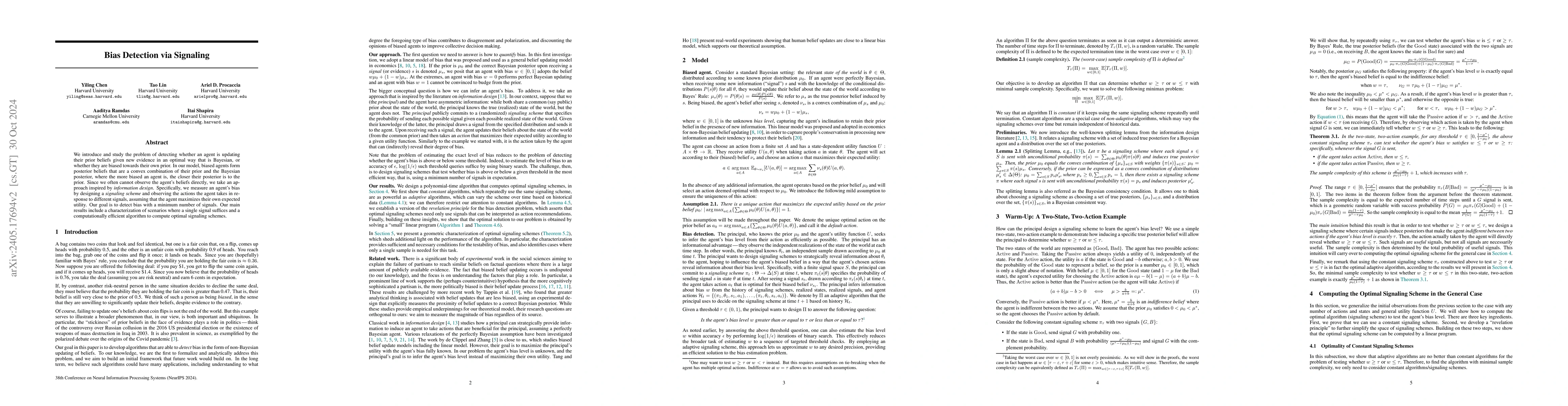 Thumbnail for Bias Detection Via Signaling