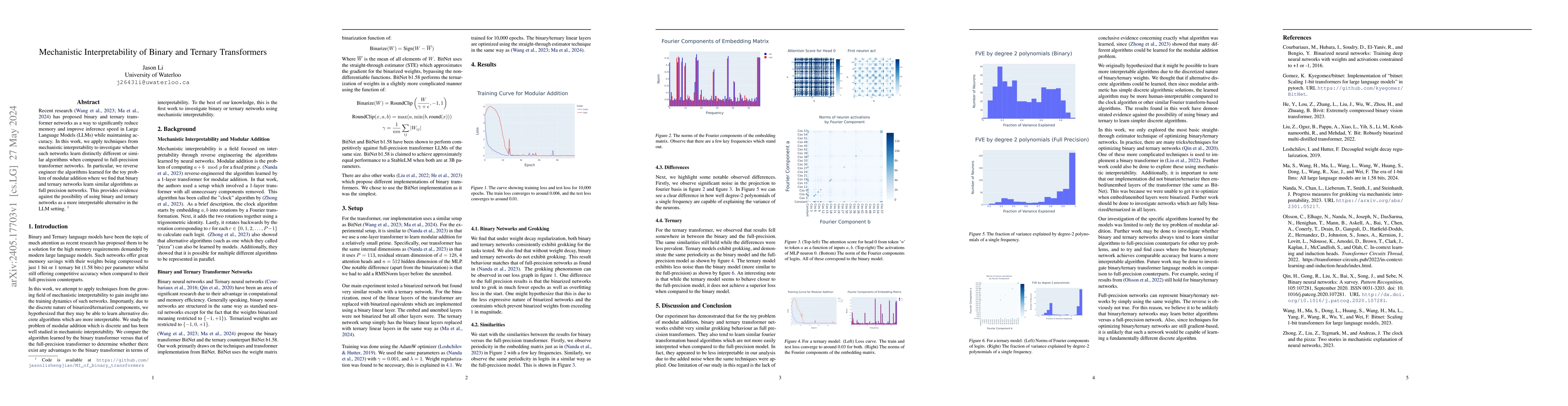 Thumbnail for Mechanistic Interpretability of Binary and Ternary Transformers