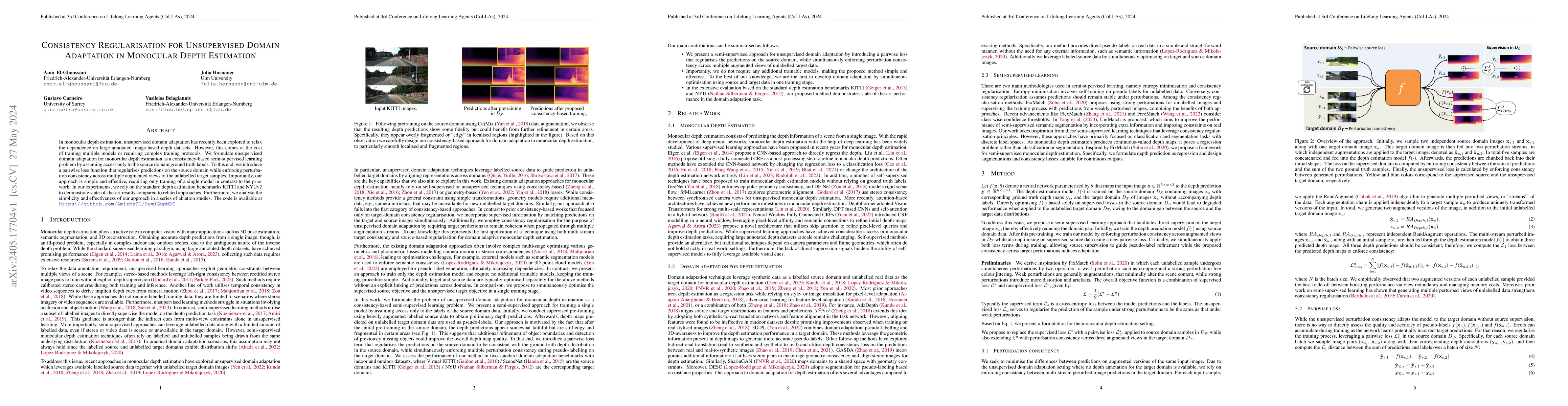 Thumbnail for Consistency Regularisation for Unsupervised Domain Adaptation in
  Monocular Depth Estimation