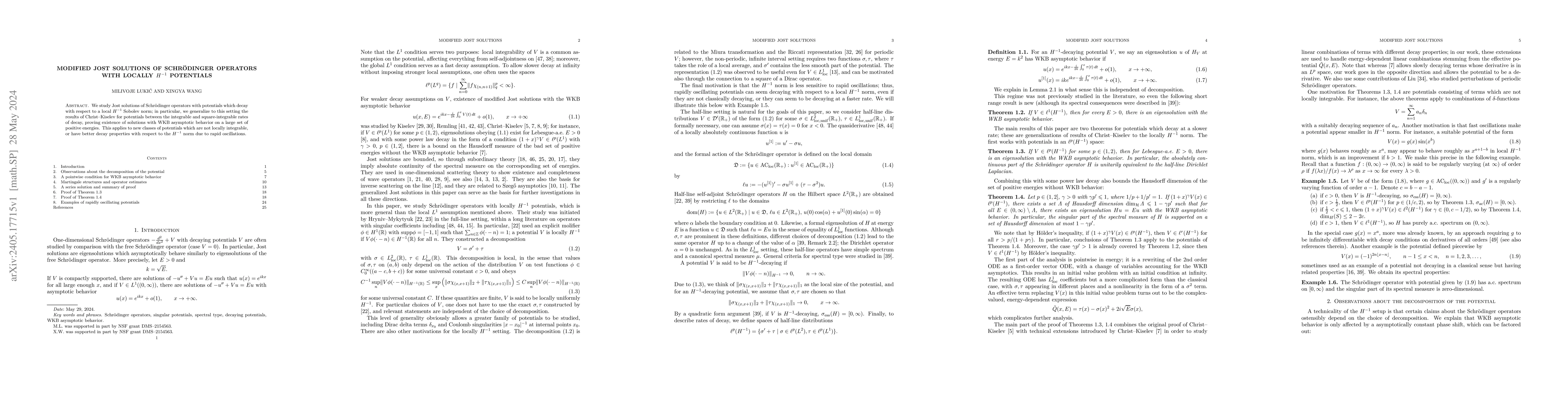 Thumbnail for Modified Jost solutions of Schr\"odinger operators with locally $H^{-1}$
  potentials