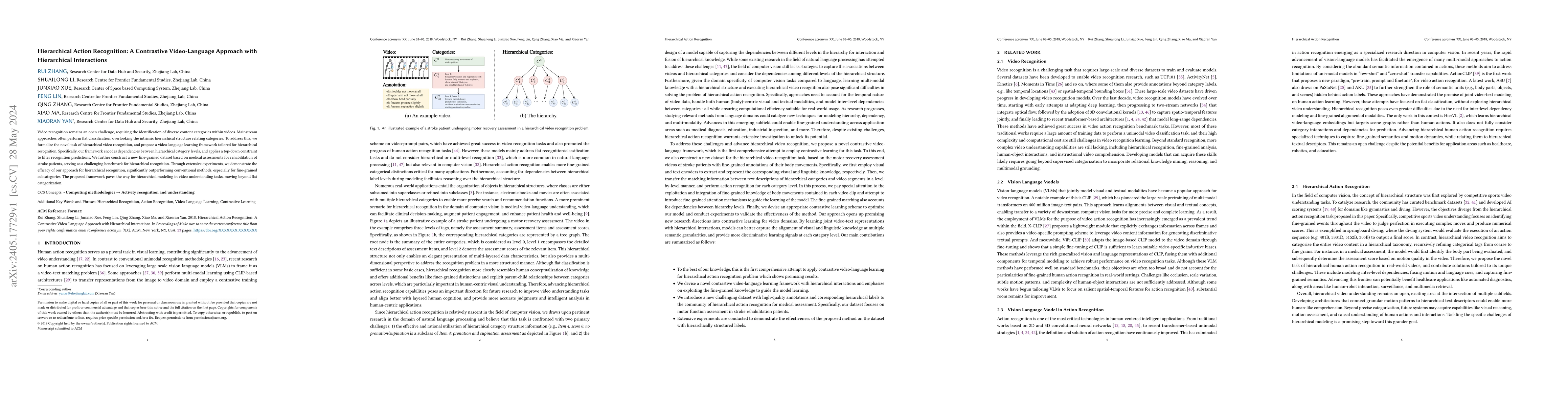 Thumbnail for Hierarchical Action Recognition: A Contrastive Video-Language Approach
  with Hierarchical Interactions