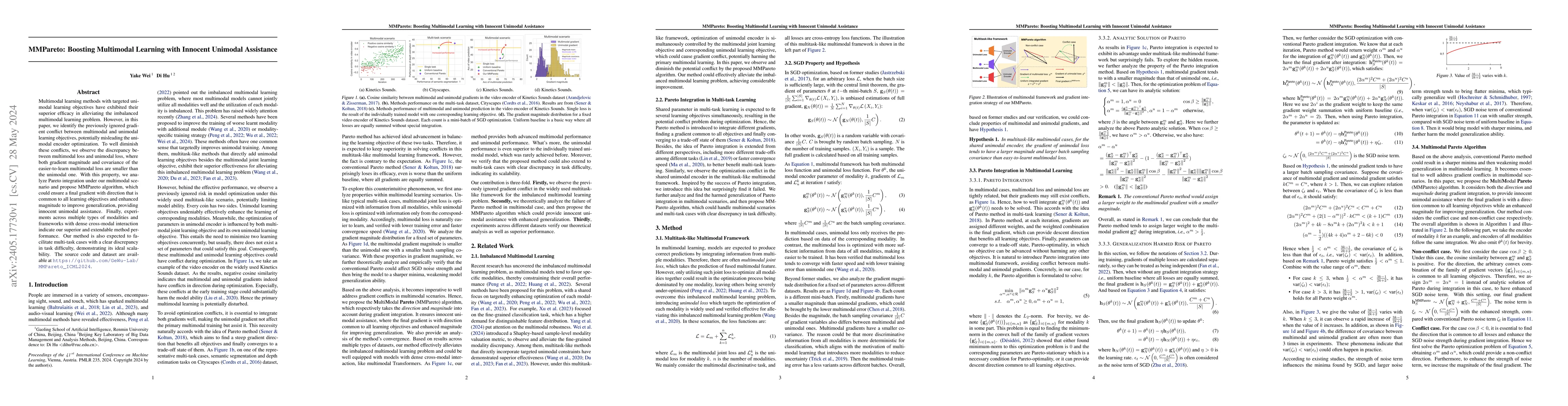 Thumbnail for MMPareto: Boosting Multimodal Learning with Innocent Unimodal Assistance
