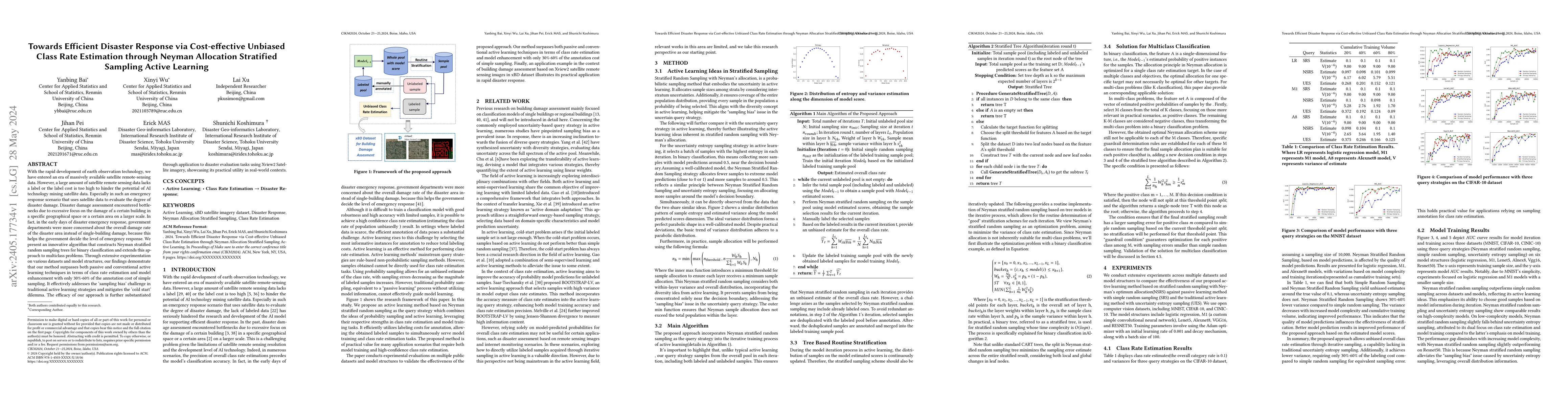 Thumbnail for Towards Efficient Disaster Response via Cost-effective Unbiased Class
  Rate Estimation through Neyman Allocation Stratified Sampling Active Learning