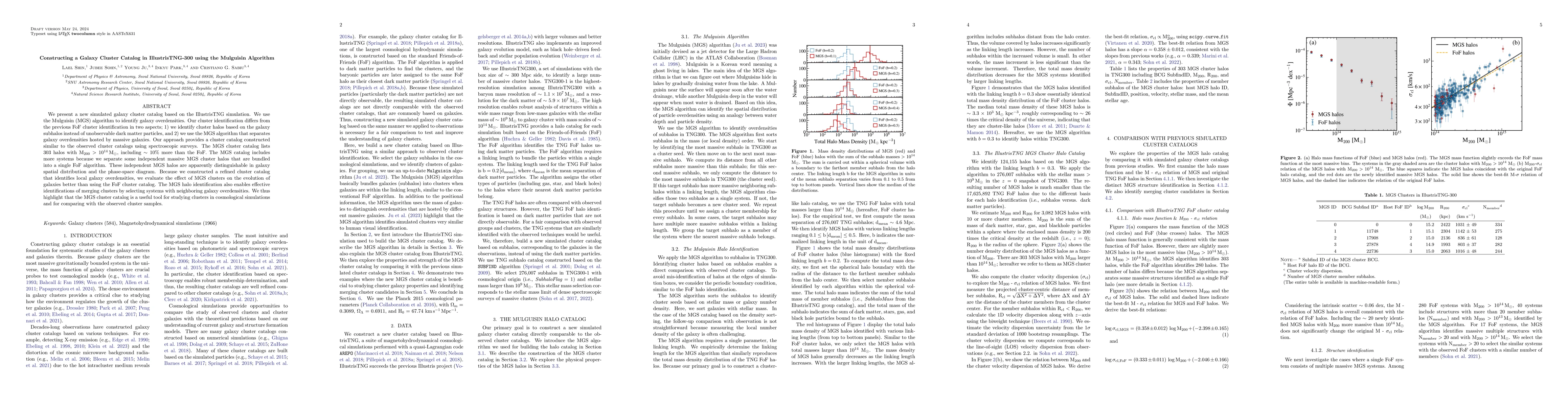 Thumbnail for Constructing a Galaxy Cluster Catalog in IllustrisTNG-300 using the
  Mulguisin Algorithm