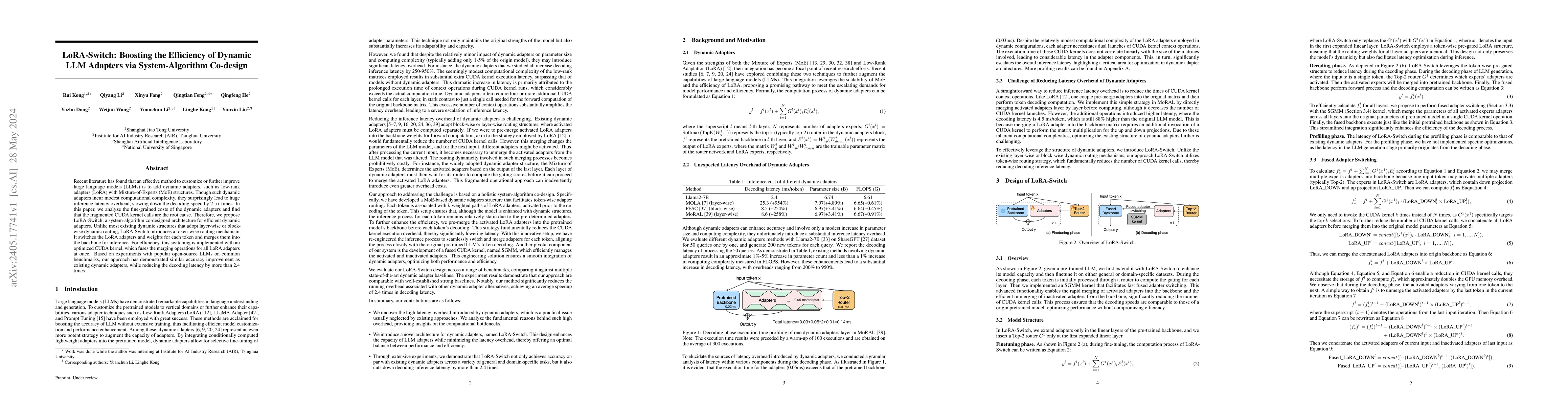 Thumbnail for LoRA-Switch: Boosting the Efficiency of Dynamic LLM Adapters via
  System-Algorithm Co-design