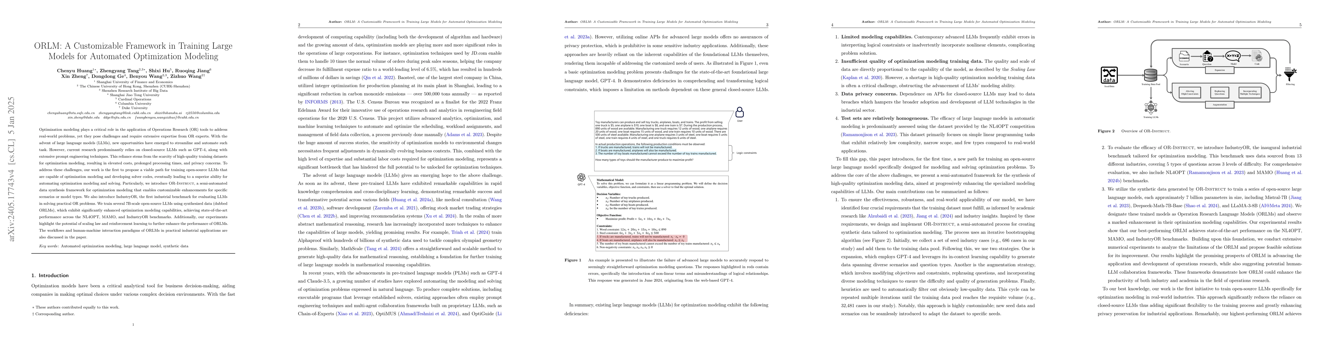 Thumbnail for ORLM: Training Large Language Models for Optimization Modeling
