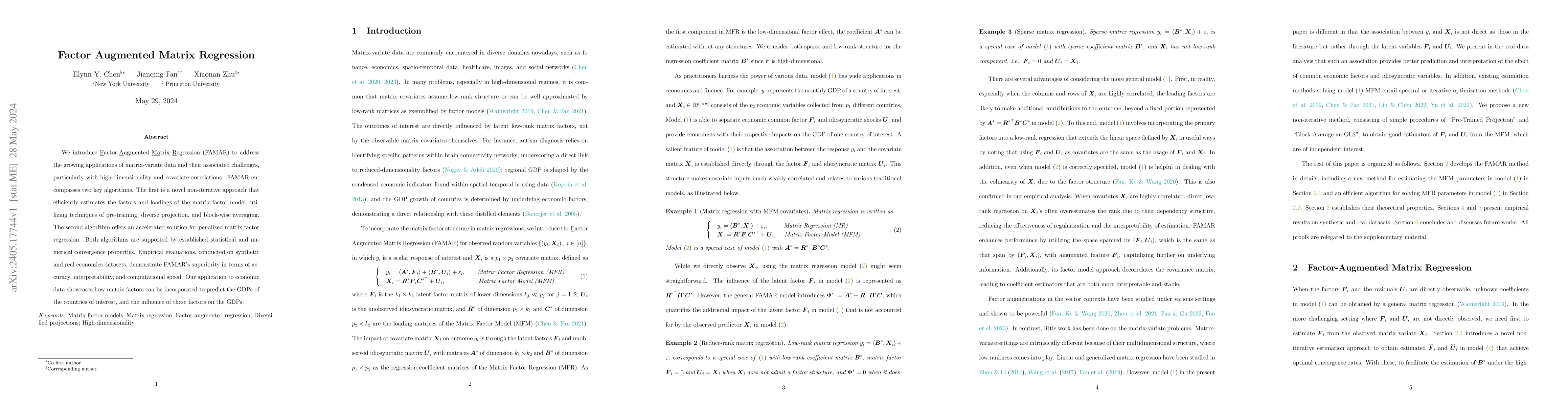 Thumbnail for Factor Augmented Matrix Regression