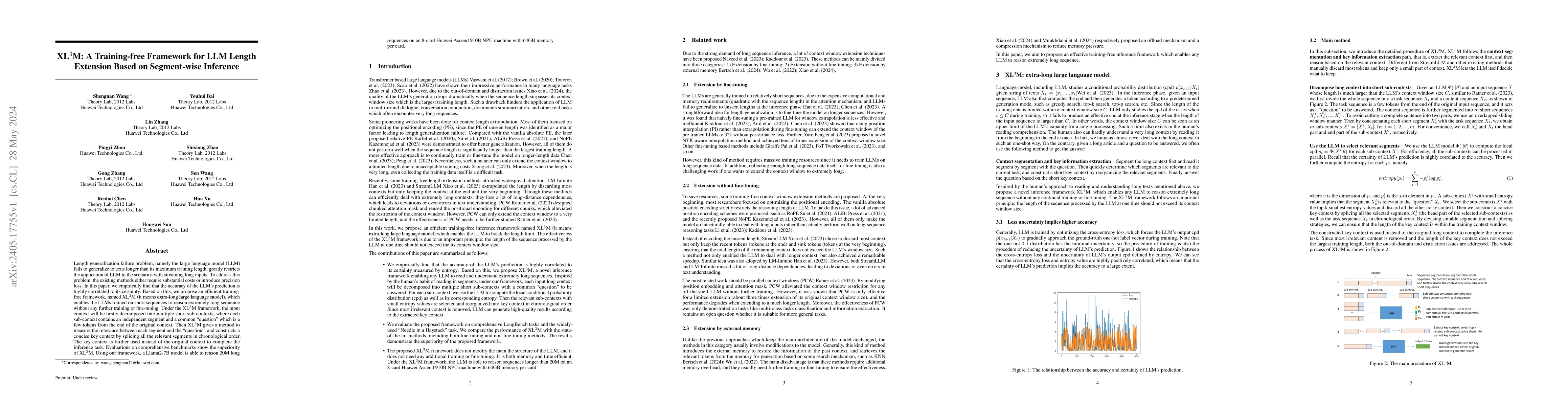 Thumbnail for XL3M: A Training-free Framework for LLM Length Extension Based on
  Segment-wise Inference