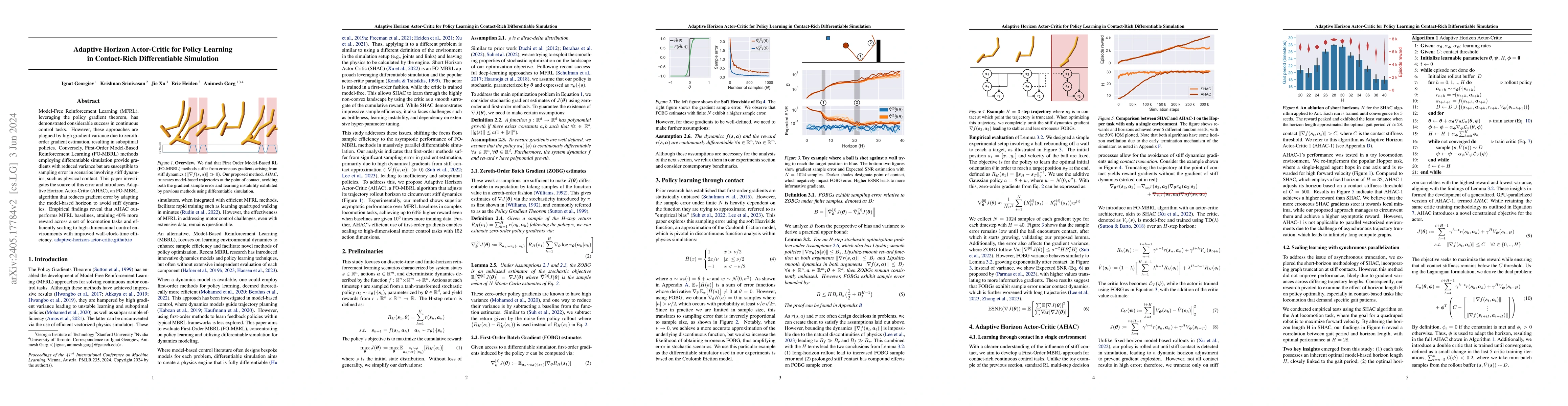 Thumbnail for Adaptive Horizon Actor-Critic for Policy Learning in Contact-Rich
  Differentiable Simulation