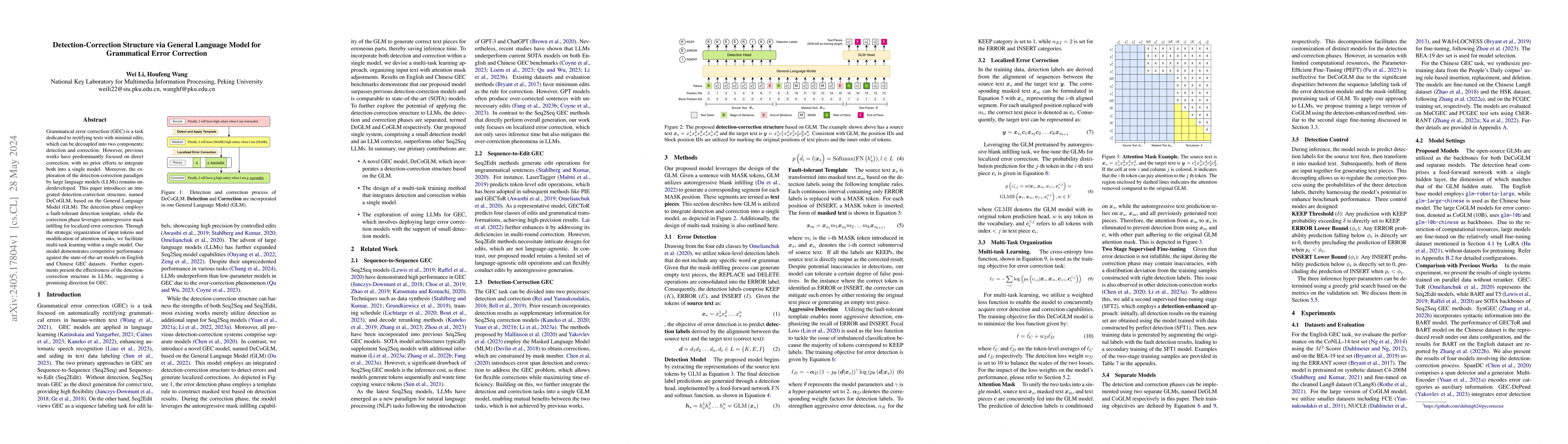 Thumbnail for Detection-Correction Structure via General Language Model for
  Grammatical Error Correction