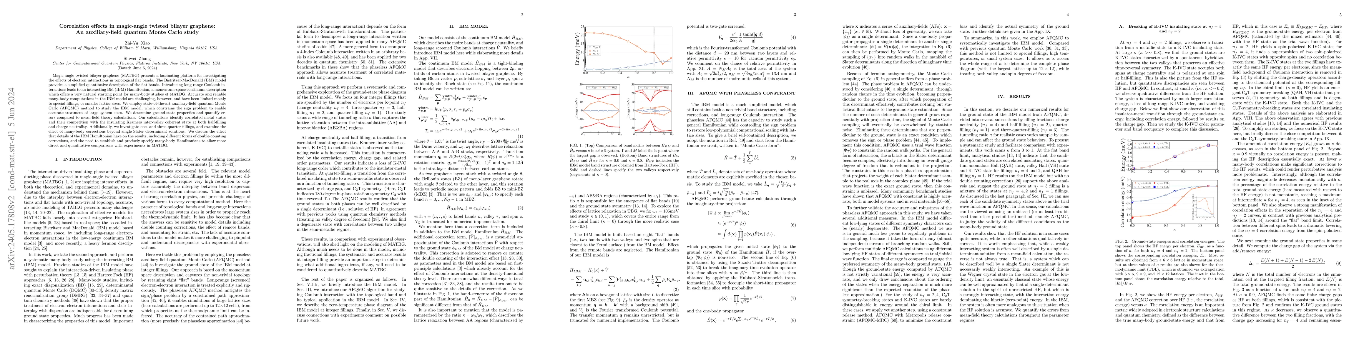 Thumbnail for Correlation effects in magic-angle twisted bilayer graphene: An
  auxiliary-field quantum Monte Carlo study