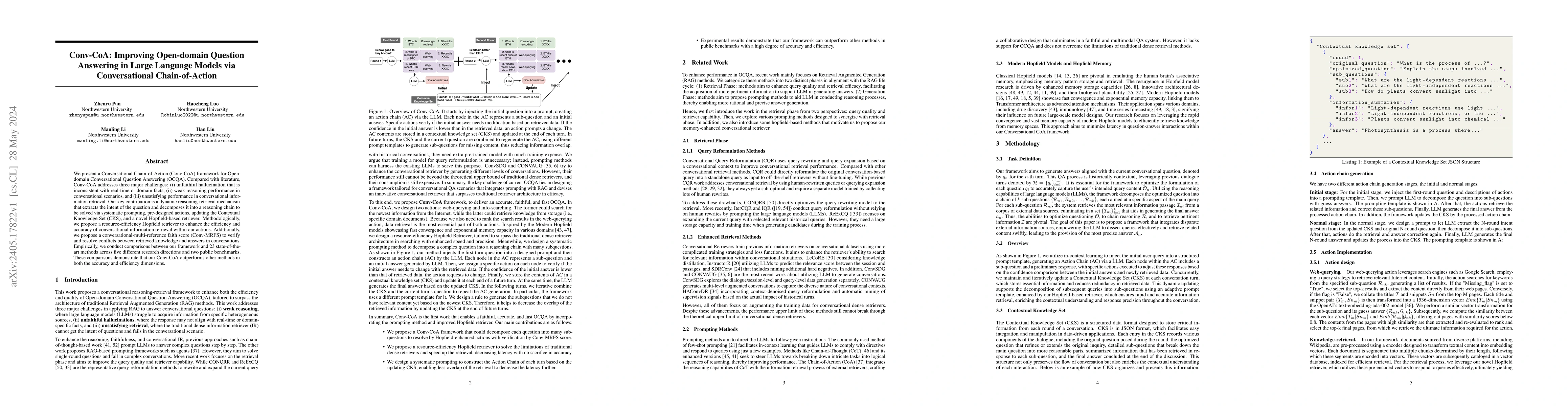 Thumbnail for Conv-CoA: Improving Open-domain Question Answering in Large Language
  Models via Conversational Chain-of-Action