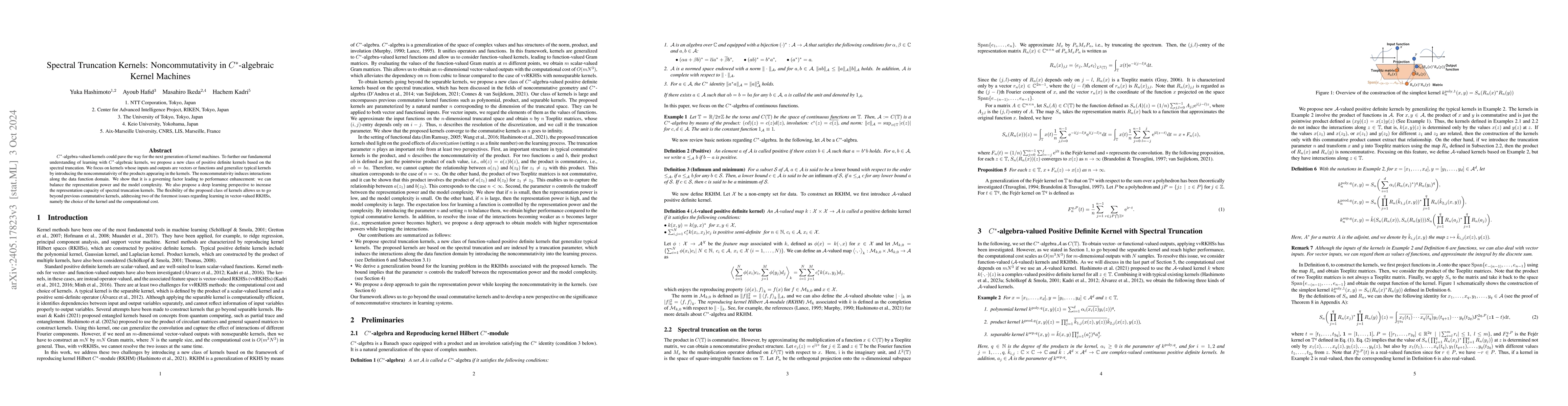 Thumbnail for Spectral Truncation Kernels: Noncommutativity in $C^*$-algebraic Kernel
  Machines