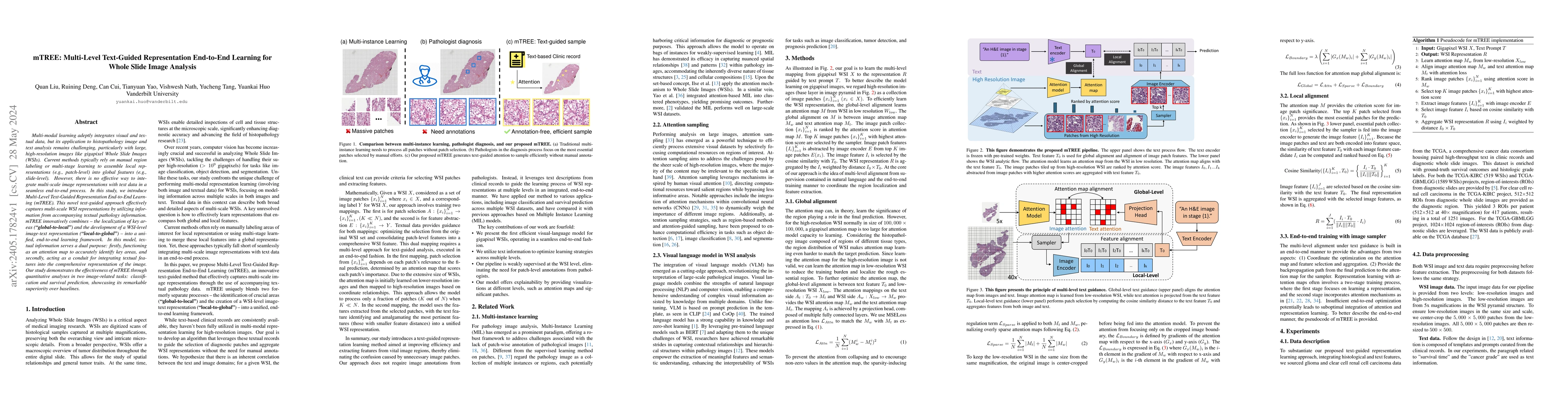 Thumbnail for mTREE: Multi-Level Text-Guided Representation End-to-End Learning for
  Whole Slide Image Analysis