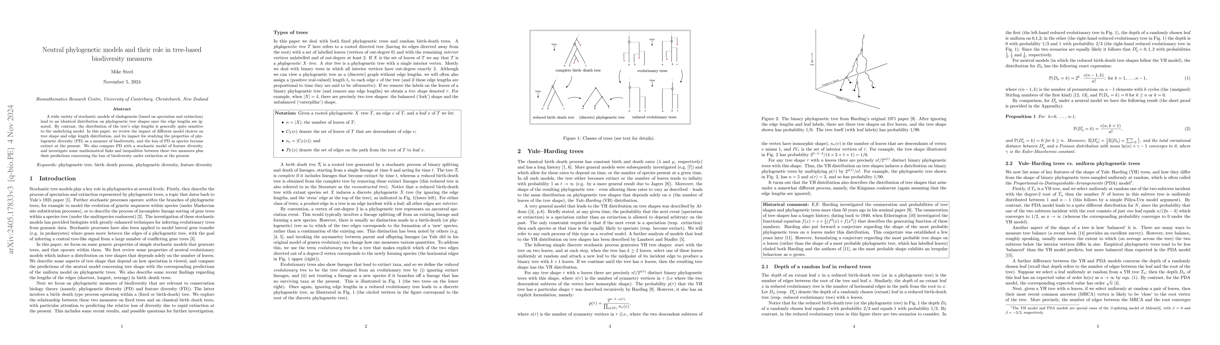 Thumbnail for Neutral phylogenetic models and their role in tree-based biodiversity
  measures
