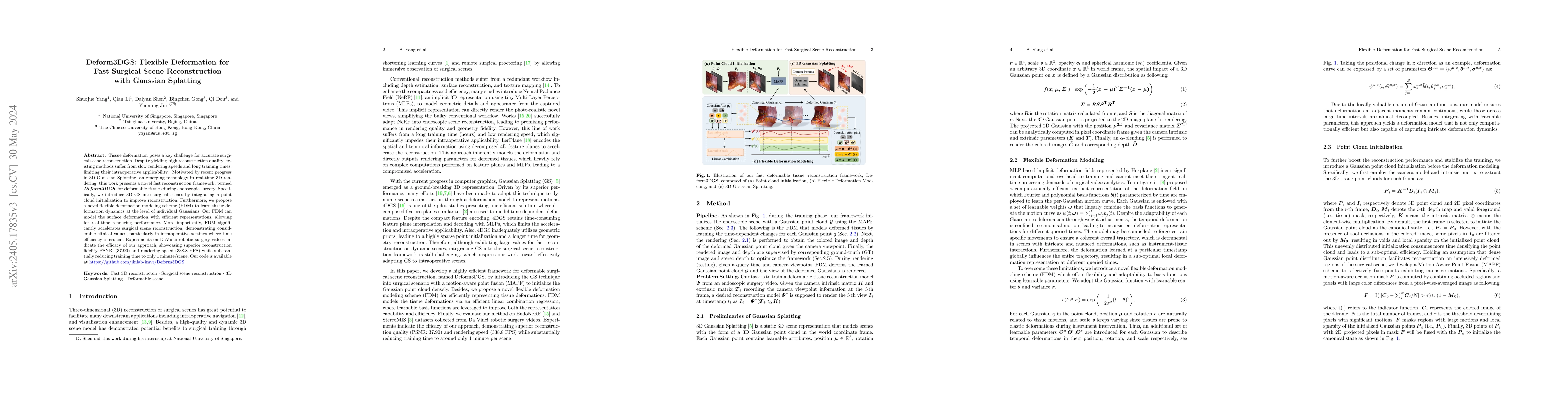 Thumbnail for Deform3DGS: Flexible Deformation for Fast Surgical Scene Reconstruction
  with Gaussian Splatting