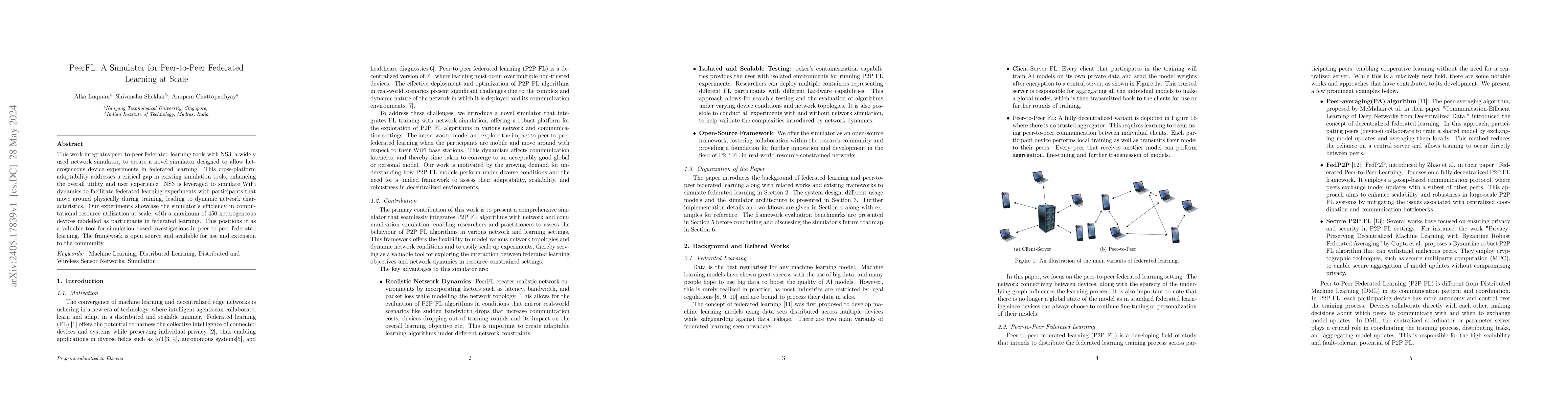 Thumbnail for PeerFL: A Simulator for Peer-to-Peer Federated Learning at Scale