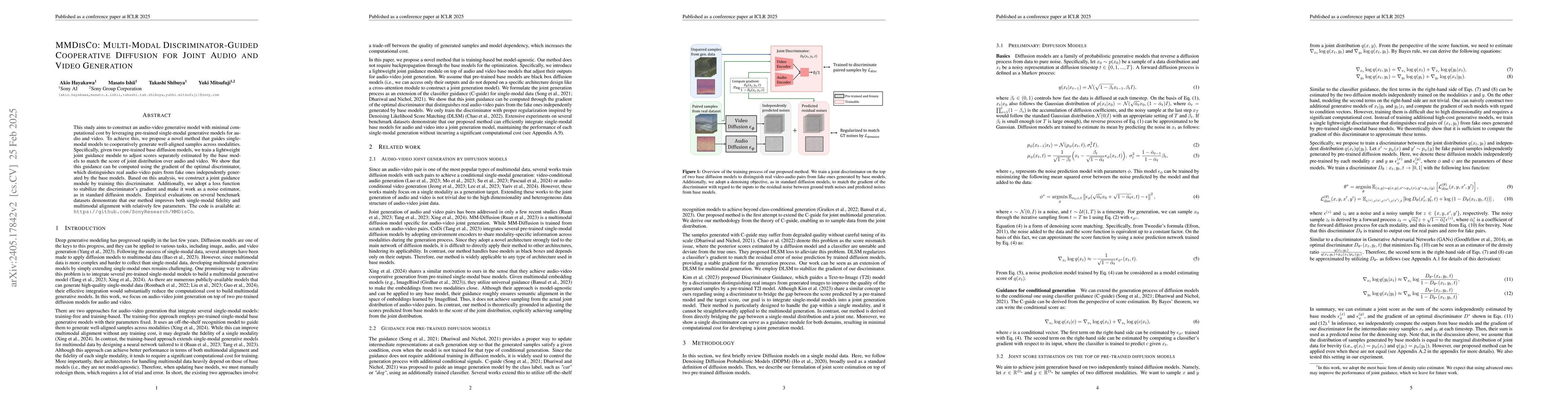 Thumbnail for Discriminator-Guided Cooperative Diffusion for Joint Audio and Video
  Generation