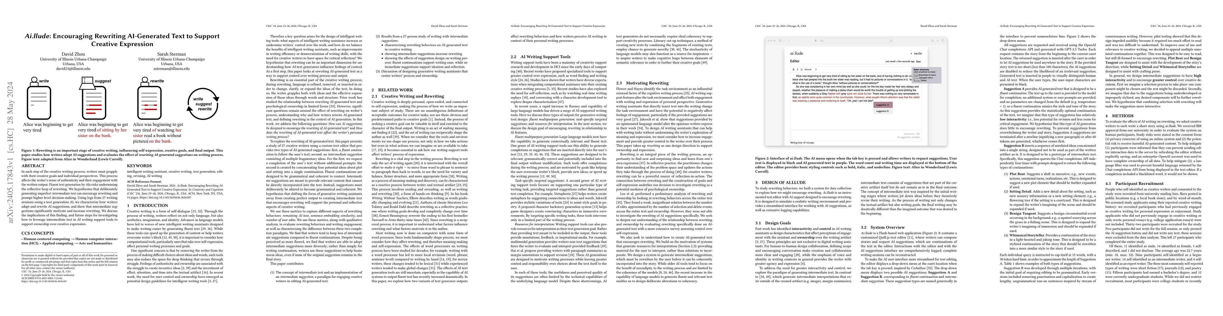 Thumbnail for Ai.llude: Encouraging Rewriting AI-Generated Text to Support Creative
  Expression