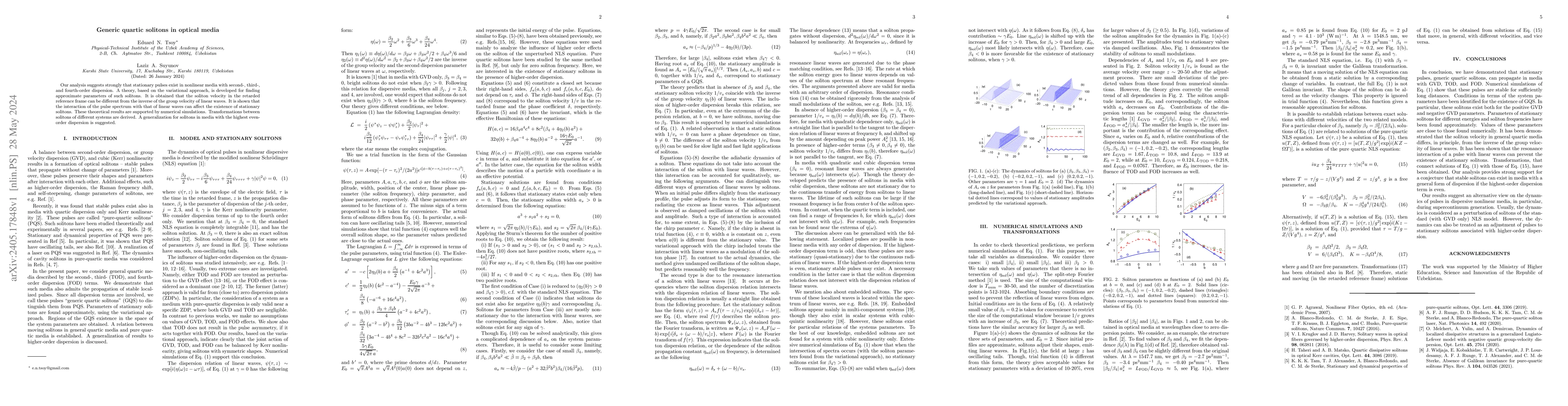 Thumbnail for Generic quartic solitons in optical media