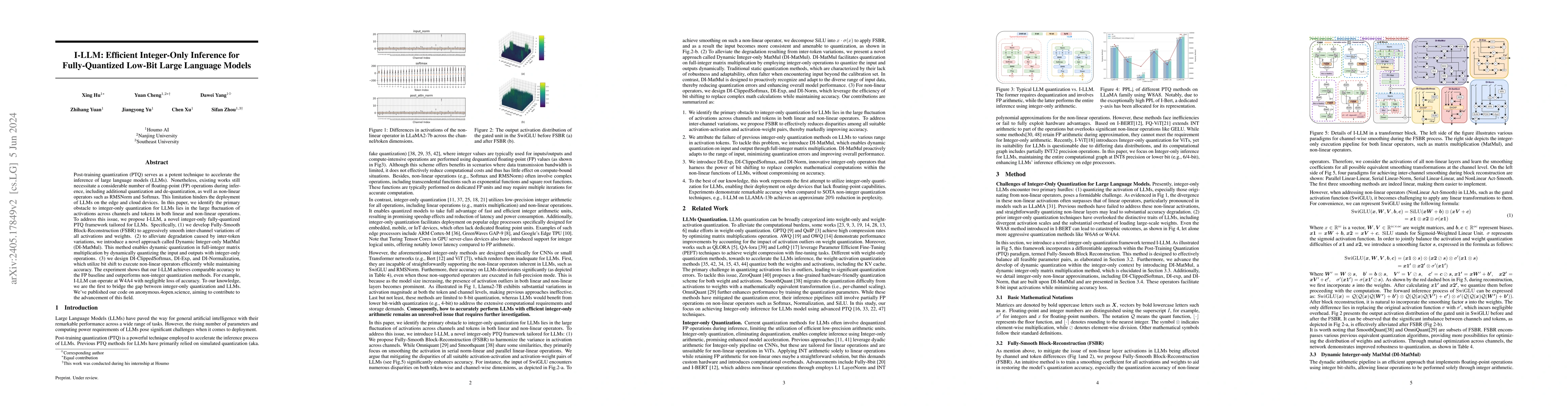 Thumbnail for I-LLM: Efficient Integer-Only Inference for Fully-Quantized Low-Bit
  Large Language Models