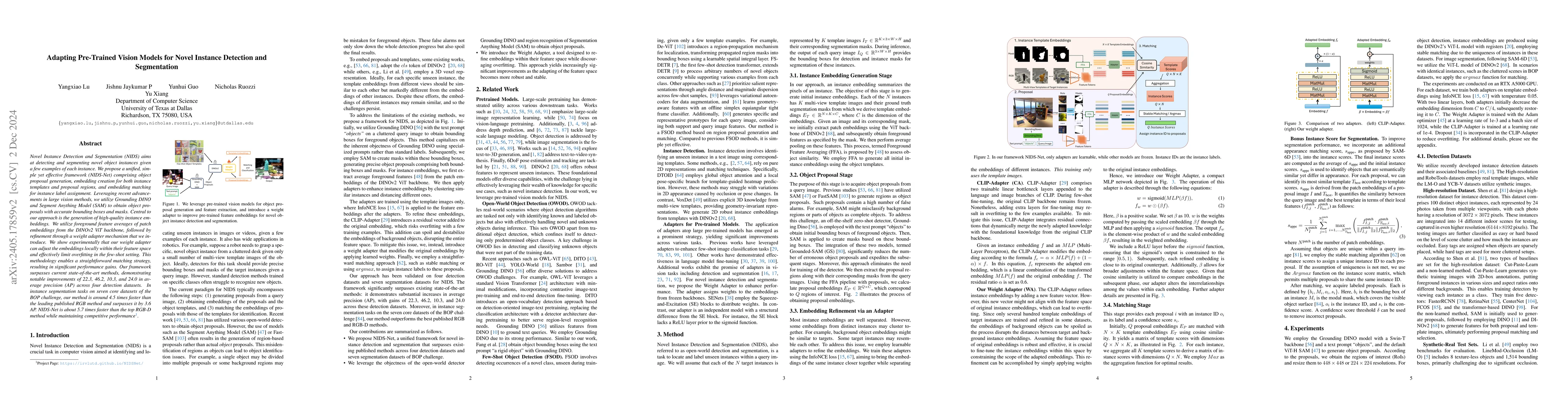 Thumbnail for Adapting Pre-Trained Vision Models for Novel Instance Detection and
  Segmentation