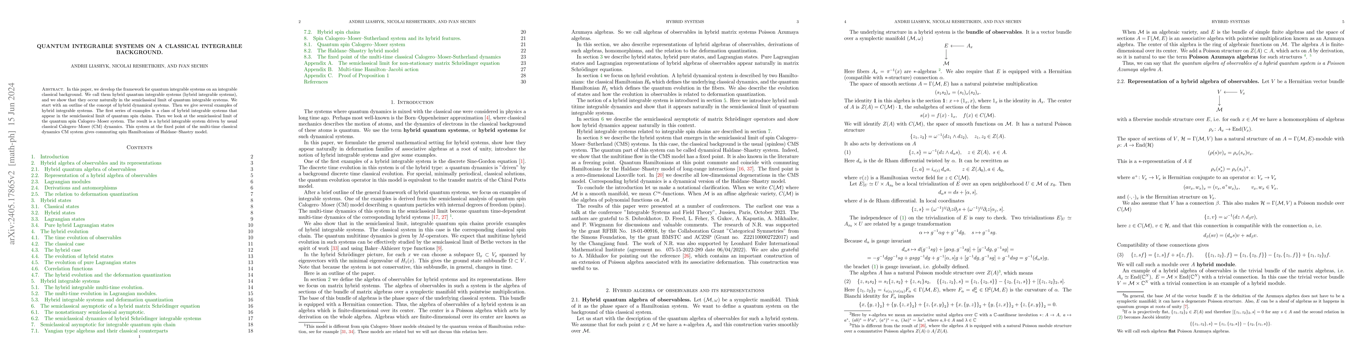 Thumbnail for Quantum Integrable Systems on a Classical Integrable Background