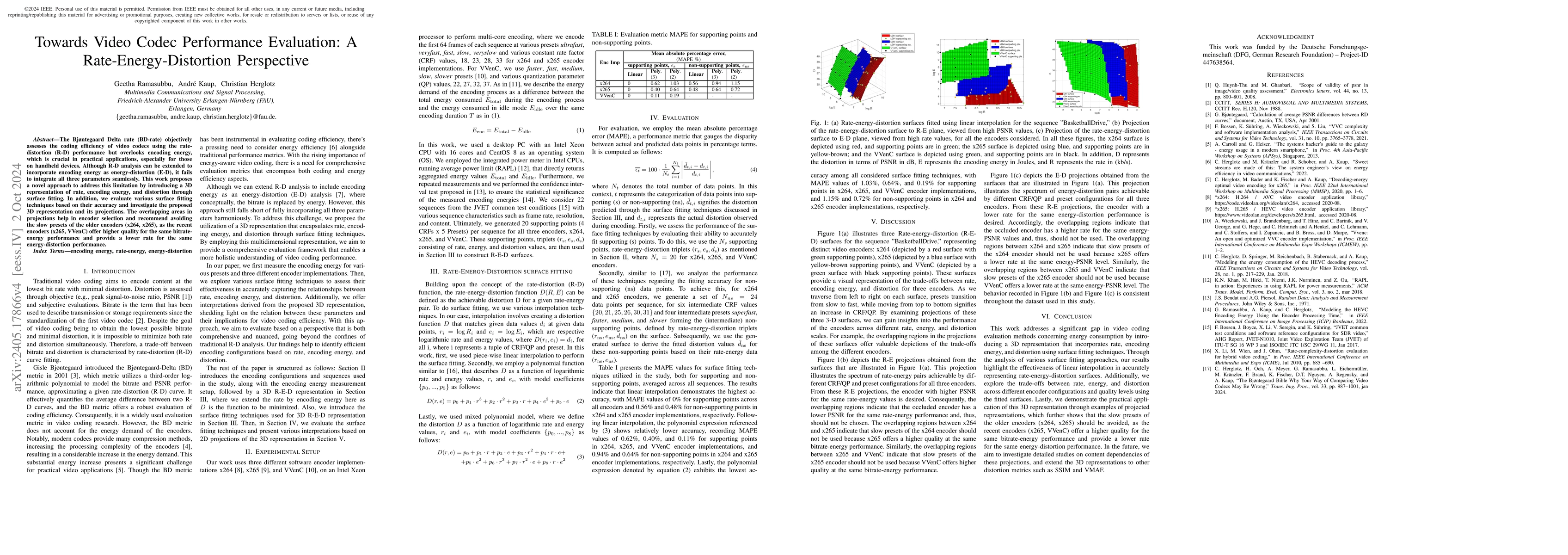 Thumbnail for Towards Video Codec Performance Evaluation: A Rate-Energy-Distortion
  Perspective