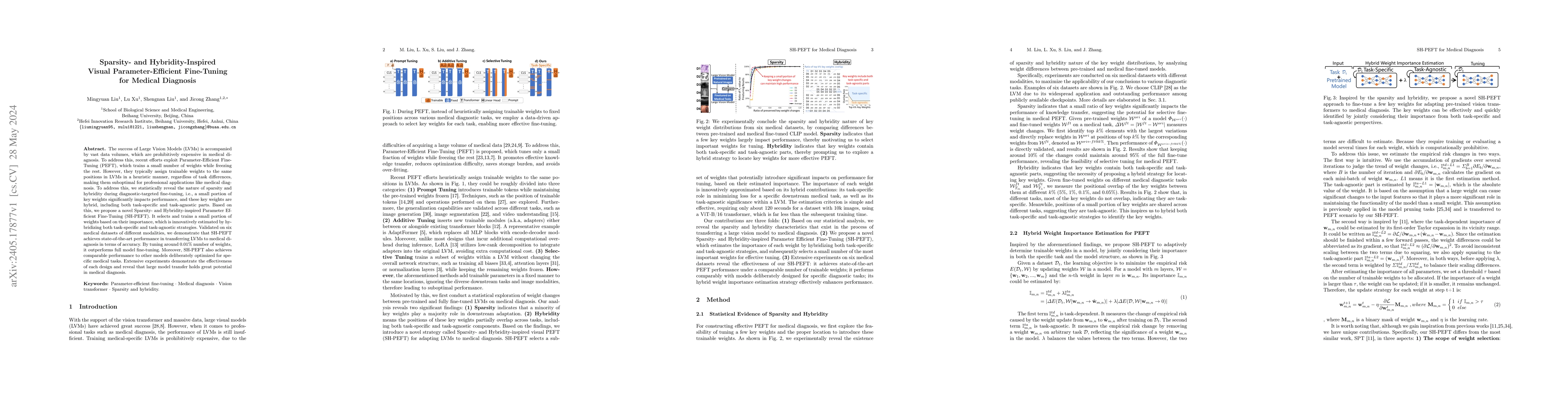 Thumbnail for Sparsity- and Hybridity-Inspired Visual Parameter-Efficient Fine-Tuning
  for Medical Diagnosis
