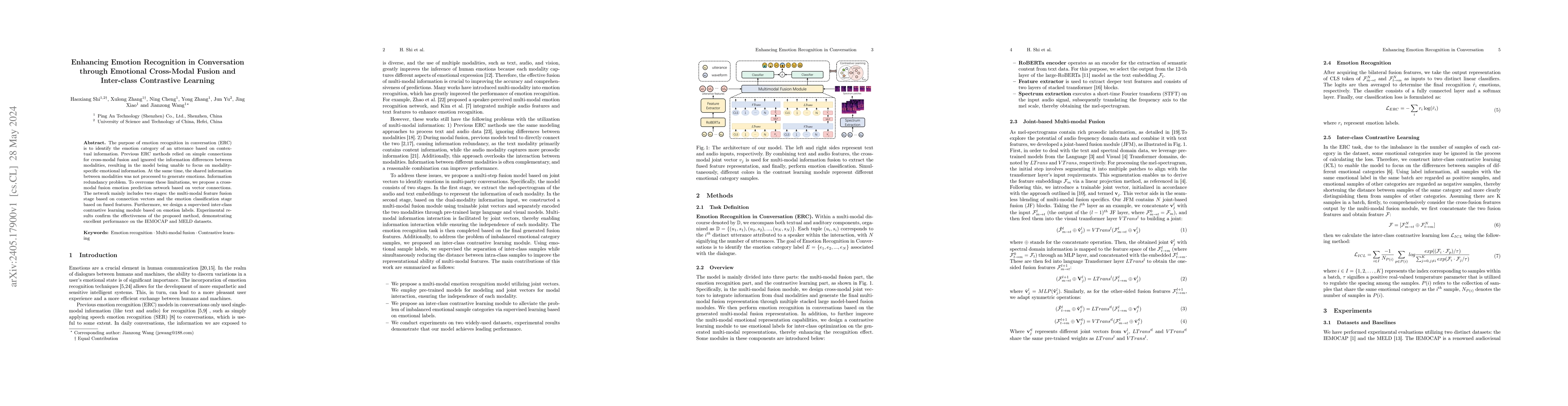 Thumbnail for Enhancing Emotion Recognition in Conversation through Emotional
  Cross-Modal Fusion and Inter-class Contrastive Learning