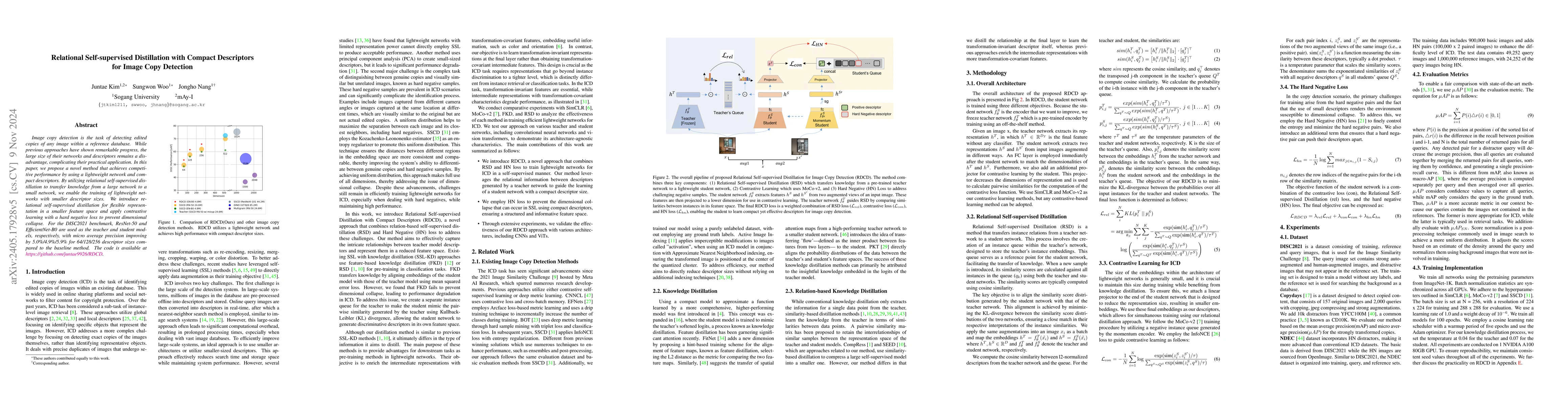 Thumbnail for Relational Self-supervised Distillation with Compact Descriptors for
  Image Copy Detection