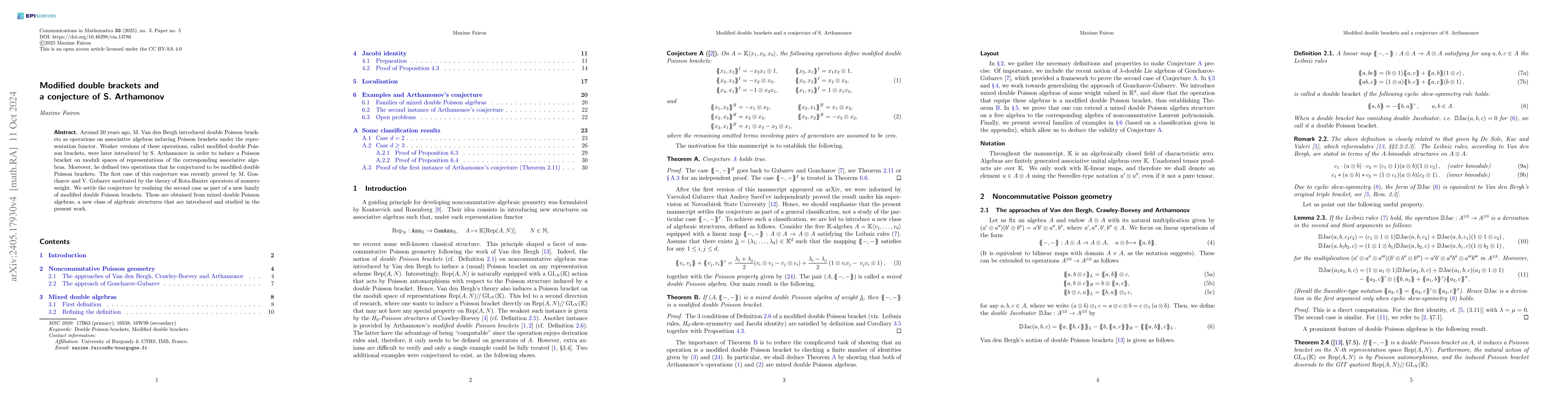 Thumbnail for Modified double brackets and a conjecture of S. Arthamonov