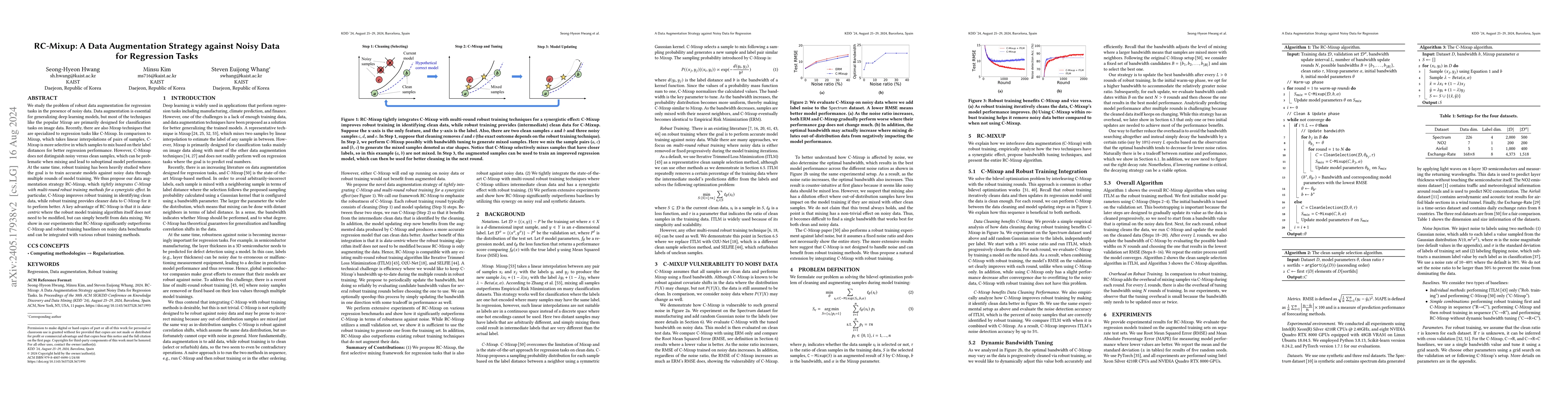 Thumbnail for RC-Mixup: A Data Augmentation Strategy against Noisy Data for Regression
  Tasks