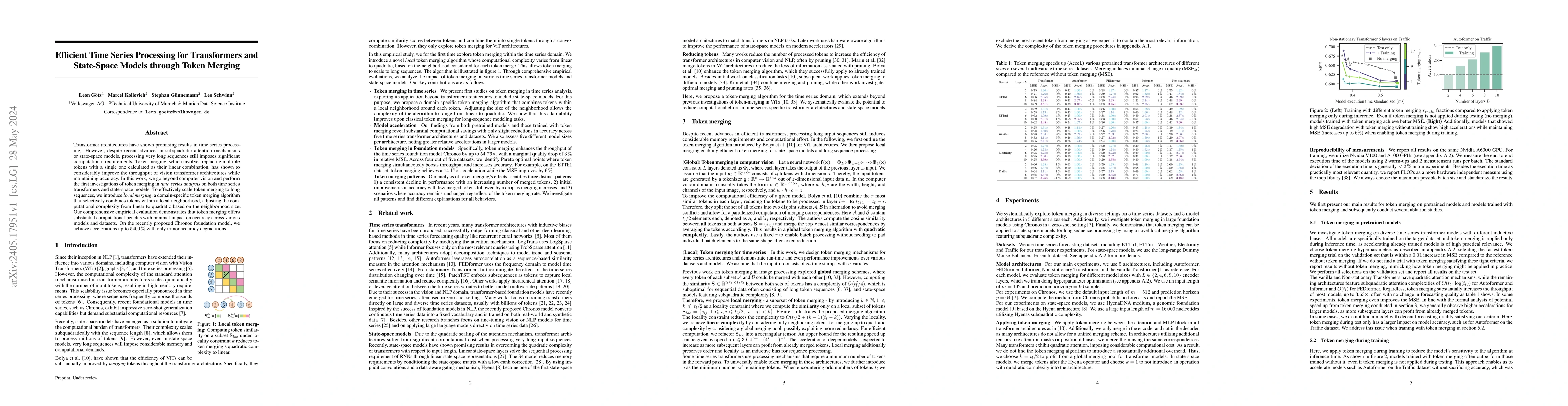 Thumbnail for Efficient Time Series Processing for Transformers and State-Space Models
  through Token Merging