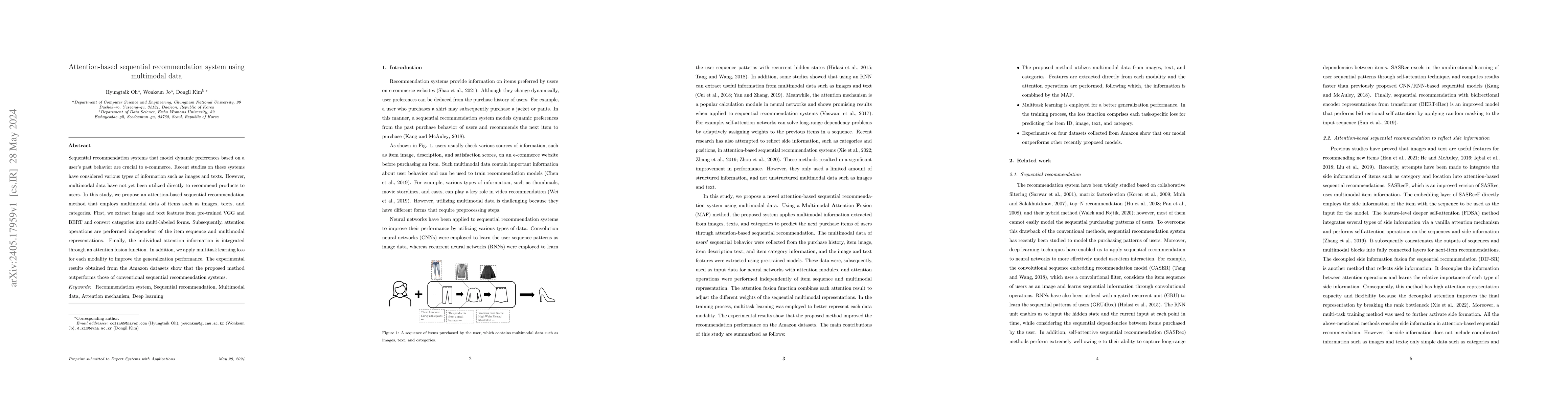 Thumbnail for Attention-based sequential recommendation system using multimodal data