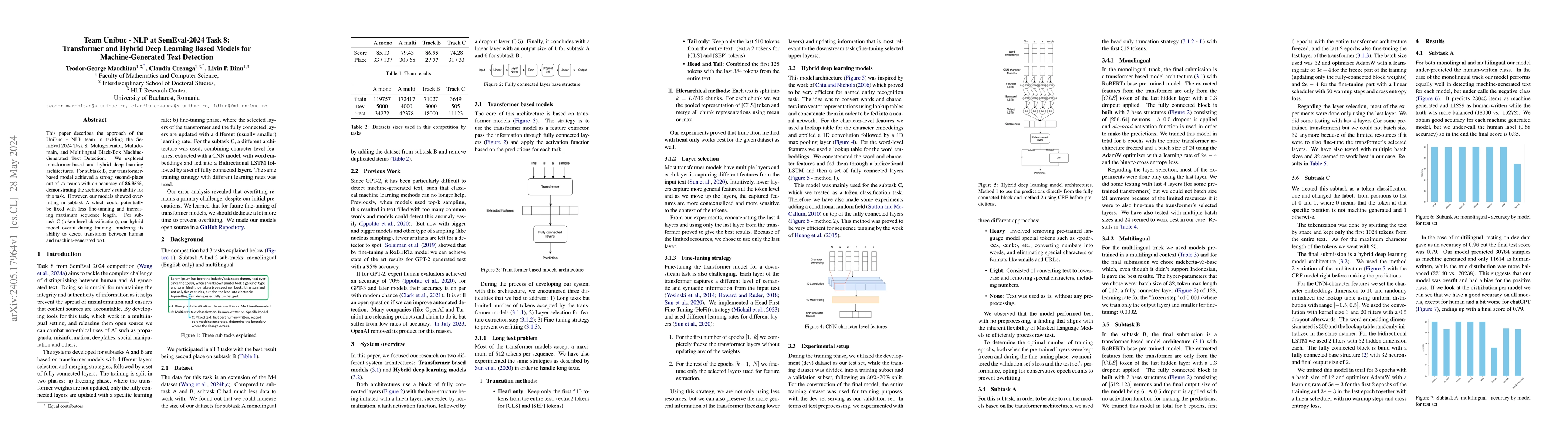 Thumbnail for Transformer and Hybrid Deep Learning Based Models for Machine-Generated
  Text Detection