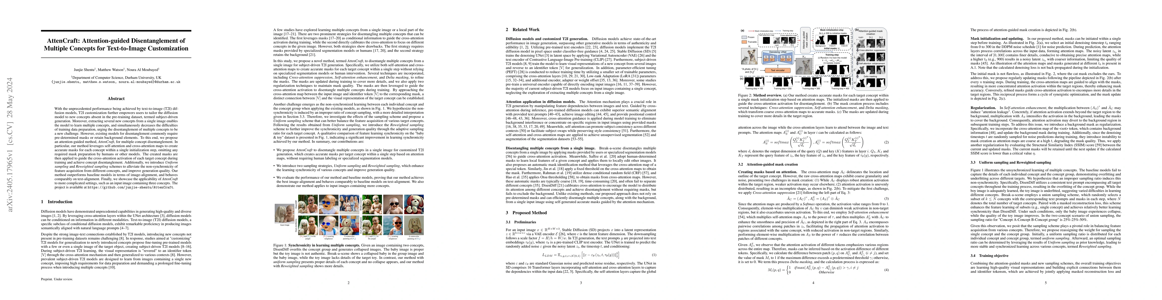 Thumbnail for AttenCraft: Attention-guided Disentanglement of Multiple Concepts for
  Text-to-Image Customization