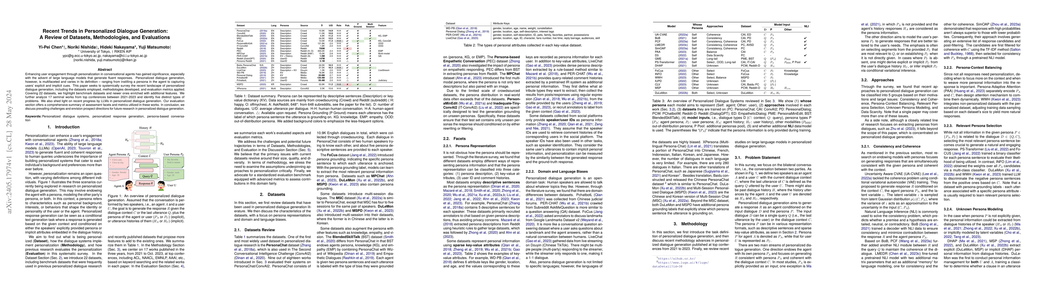 Thumbnail for Recent Trends in Personalized Dialogue Generation: A Review of Datasets,
  Methodologies, and Evaluations