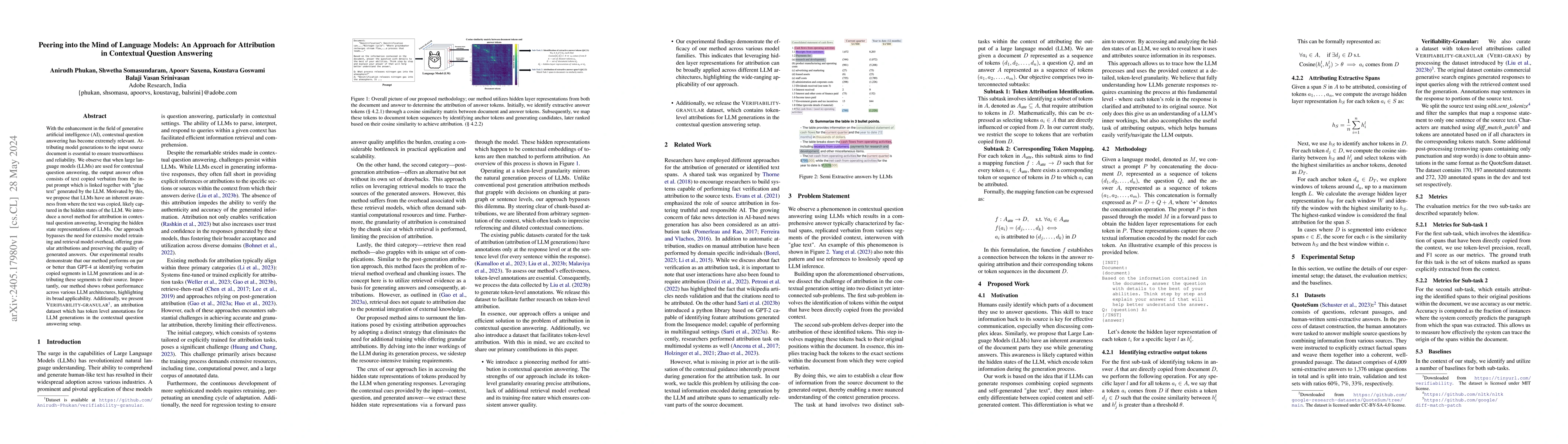 Thumbnail for Peering into the Mind of Language Models: An Approach for Attribution in
  Contextual Question Answering
