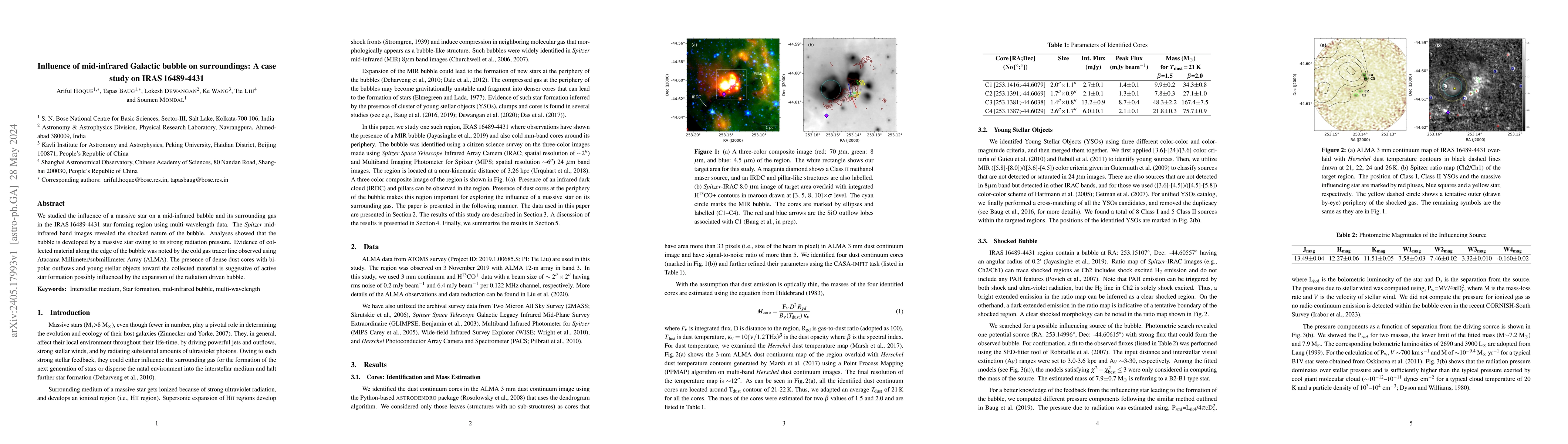 Thumbnail for Influence of mid-infrared Galactic bubble on surroundings: A case study
  on IRAS 16489-4431