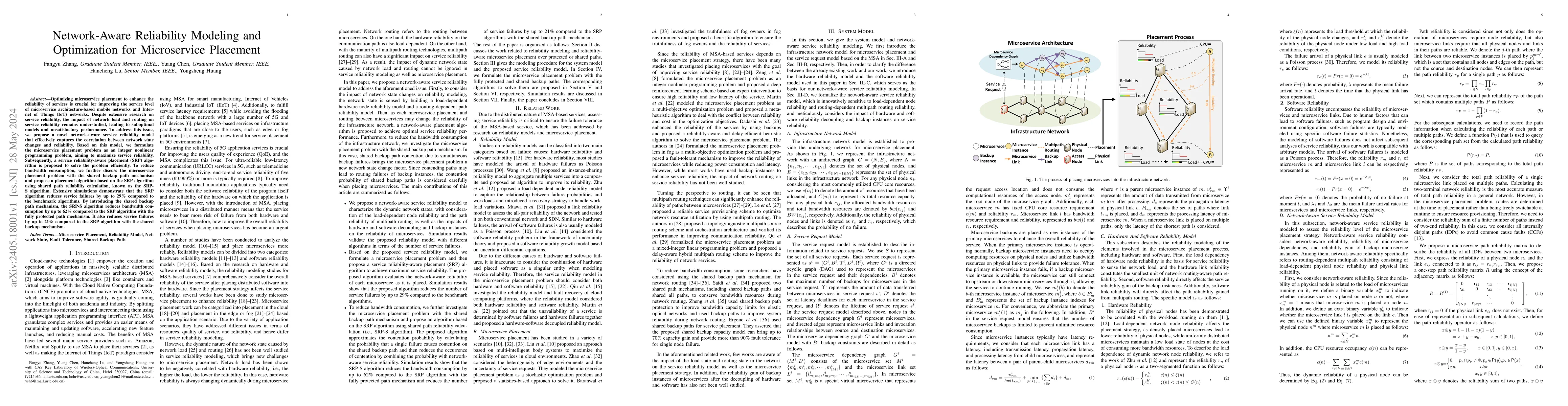 Thumbnail for Network-Aware Reliability Modeling and Optimization for Microservice
  Placement
