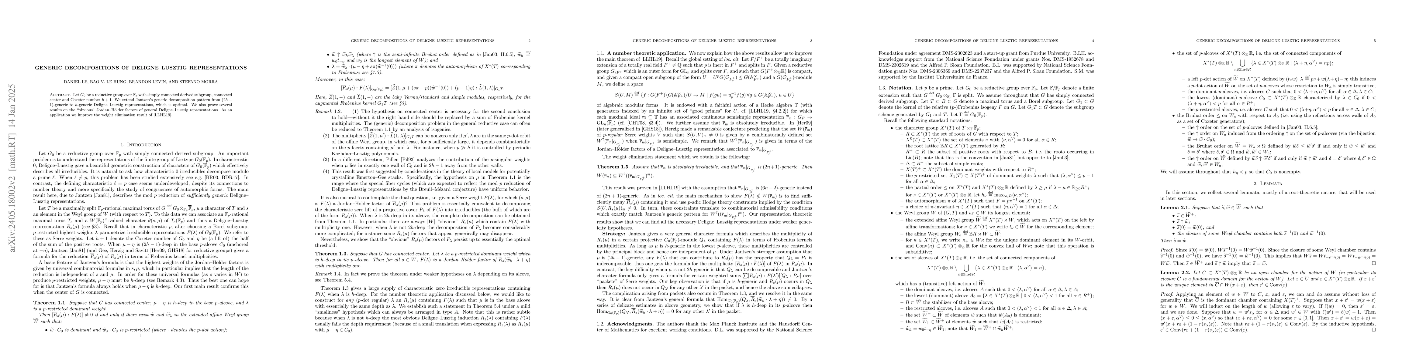 Thumbnail for Generic decompositions of Deligne--Lusztig representations