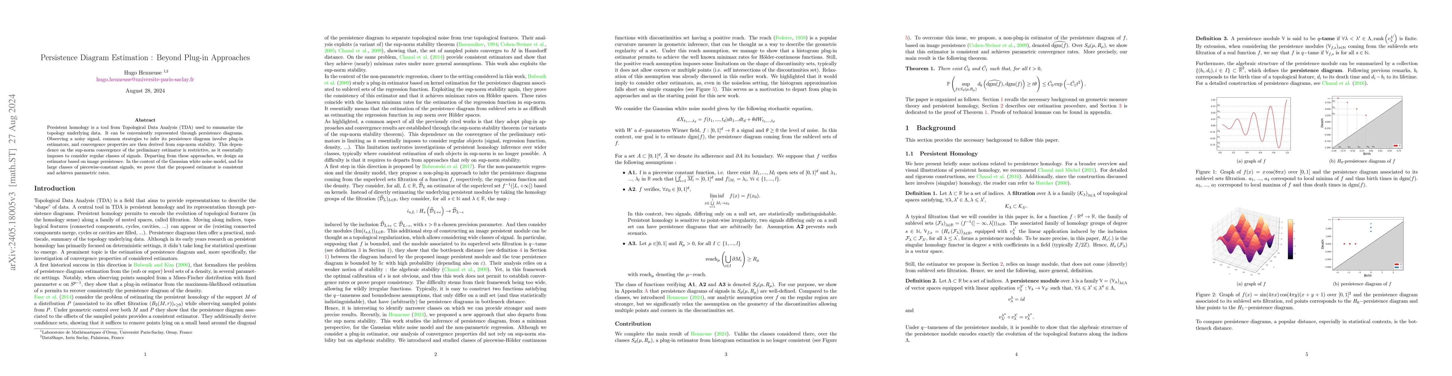 Thumbnail for Persistence Diagram Estimation : Beyond Plug-in Approaches